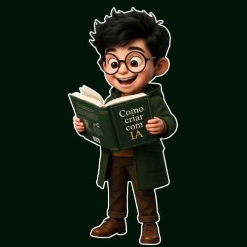 Pessoa usando ferramentas de IA para criar imagens e vídeos profissionais com o guia de prompts do rateio Cria com IA