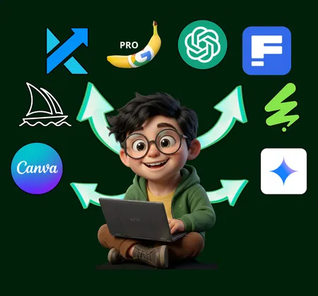 Logos das ferramentas premium incluídas no rateio de IA: ChatGPT Pro, SEMrush e mais